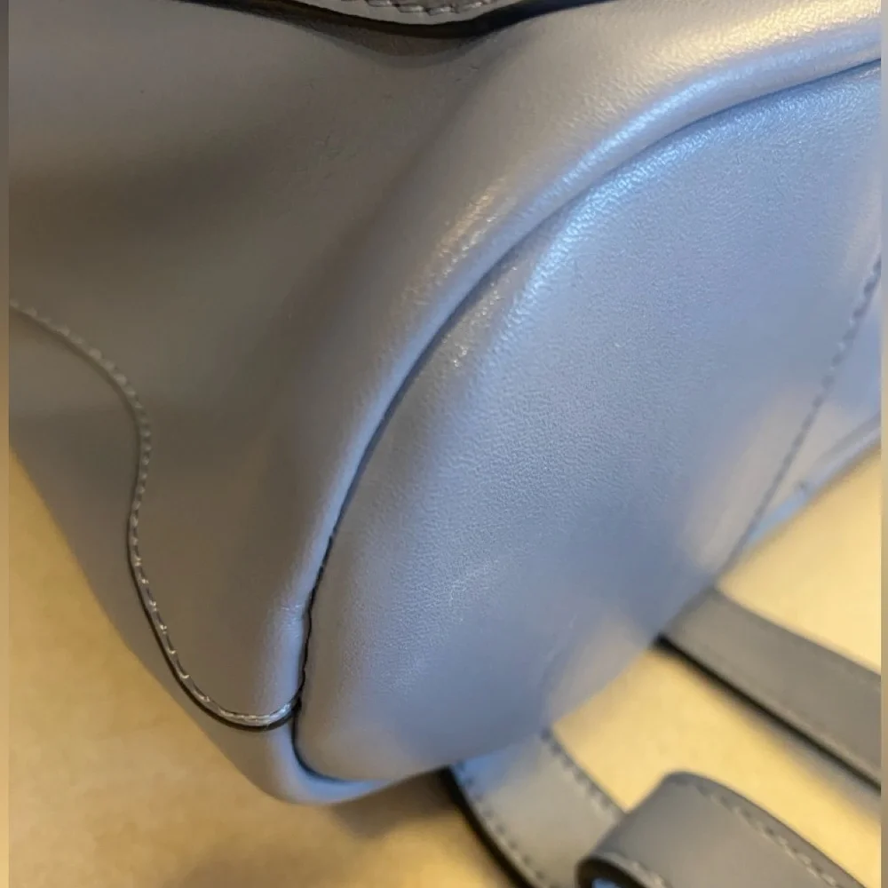 KC JAGGER Light Blue Leather Backpack w/Detachable Insert Pouch, EUC (Like New)